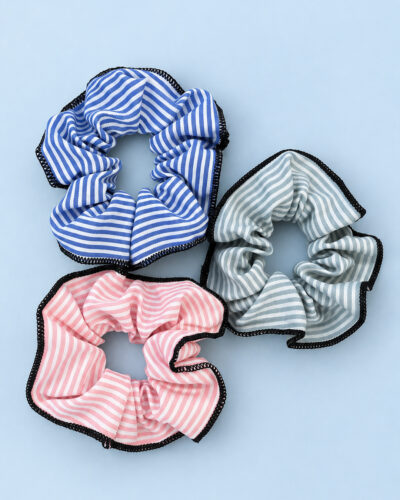 Ριγέ Scrunchies Μαλλιών